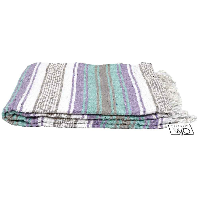 Seafoam Green & Pastel Purple Mexican Falsa Blanket