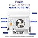 Pioneer® Diamante Pro™ 9,000 BTU 20 SEER2 230V High-Wall Ductless Energy-Star Mini-Split Air Conditioner Inverter Heat Pump with 16 Ft. Kit