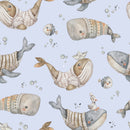 Whale Kids Wallpaper – Whimsical Nautical Adventure in Light Blue