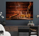 Whiskey and Cigar Canvas Wall Art | 3 Panel Bar Room Decor