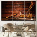 Whiskey and Cigar Canvas Wall Art | 3 Panel Bar Room Decor