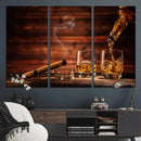Whiskey and Cigar Canvas Wall Art | 3 Panel Bar Room Decor