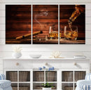 Whiskey and Cigar Canvas Wall Art | 3 Panel Bar Room Decor