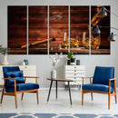 Whiskey and Cigar Canvas Wall Art | 3 Panel Bar Room Decor