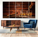 Whiskey and Cigar Canvas Wall Art | 3 Panel Bar Room Decor