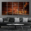 Whiskey and Cigar Canvas Wall Art | 3 Panel Bar Room Decor