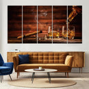 Whiskey and Cigar Canvas Wall Art | 3 Panel Bar Room Decor