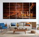Whiskey and Cigar Canvas Wall Art | 3 Panel Bar Room Decor