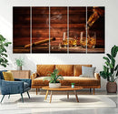Whiskey and Cigar Canvas Wall Art | 3 Panel Bar Room Decor