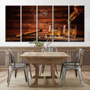 Whiskey and Cigar Canvas Wall Art | 3 Panel Bar Room Decor by MyGreatCanvas | Canvas Wall Art Prints | Photo Prints & Wall Decor