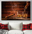Whiskey and Cigar Canvas Wall Art | 3 Panel Bar Room Decor