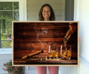 Whiskey and Cigar Canvas Wall Art | 3 Panel Bar Room Decor