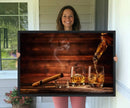 Whiskey and Cigar Canvas Wall Art | 3 Panel Bar Room Decor