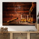 Whiskey and Cigar Canvas Wall Art | 3 Panel Bar Room Decor
