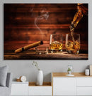Whiskey and Cigar Canvas Wall Art | 3 Panel Bar Room Decor