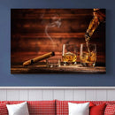 Whiskey and Cigar Canvas Wall Art | 3 Panel Bar Room Decor