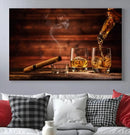 Whiskey and Cigar Canvas Wall Art | 3 Panel Bar Room Decor