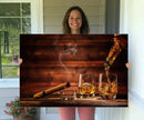 Whiskey and Cigar Canvas Wall Art | 3 Panel Bar Room Decor