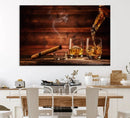 Whiskey and Cigar Canvas Wall Art | 3 Panel Bar Room Decor