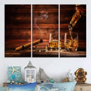 Whiskey and Cigar Canvas Wall Art | 3 Panel Bar Room Decor