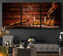 Whiskey and Cigar Canvas Wall Art | 3 Panel Bar Room Decor by MyGreatCanvas | Canvas Wall Art Prints | Photo Prints & Wall Decor
