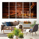 Whiskey and Cigar Canvas Wall Art | 3 Panel Bar Room Decor
