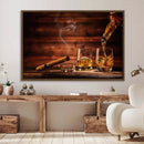 Whiskey and Cigar Canvas Wall Art | 3 Panel Bar Room Decor
