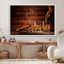 Whiskey and Cigar Canvas Wall Art | 3 Panel Bar Room Decor