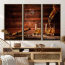 Whiskey and Cigar Canvas Wall Art | 3 Panel Bar Room Decor by MyGreatCanvas | Canvas Wall Art Prints | Photo Prints & Wall Decor