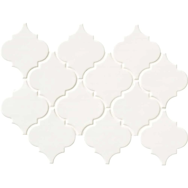 MSI Whisper White Arabesque Polished Ceramic Mosaic Wall Tile 10.83"x15.5"