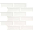 MSI Whisper White Beveled Polished Ceramic Mosaic Wall Tile 2"x6"
