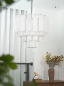 Star Shaped Tube White Clouds Glass Chandelier