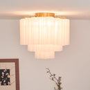 White Glass Tube Murano Ceiling Lamp