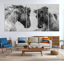 White Horses Wall Art Canvas Print