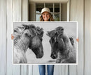 White Horses Wall Art Canvas Print