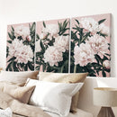 Peonies Flowers Wall Art Set of 3. Pink and Green Decor by Wall Art Set