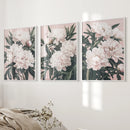 Peonies Flowers Wall Art Set of 3. Pink and Green Decor by Wall Art Set