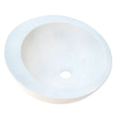 White Fossil Limestone Circular Vessel Sink Handcrafted For Bathroom