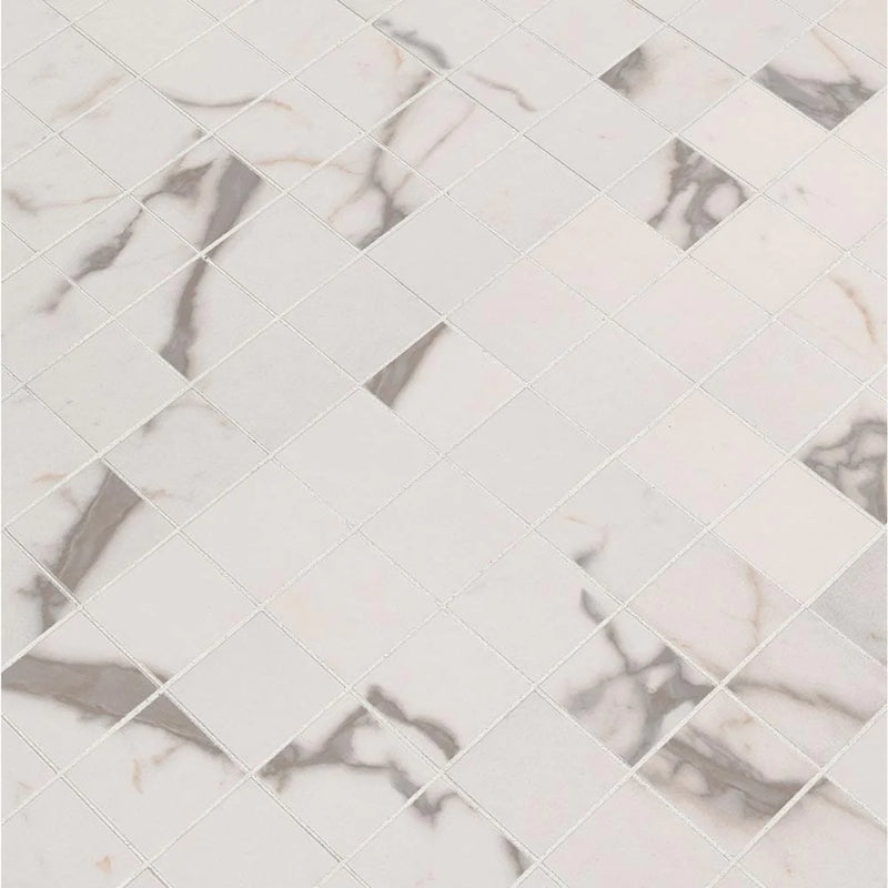 MSI White Vena Matte Ceramic Mosaic Wall and Floor Tile 2"x2"