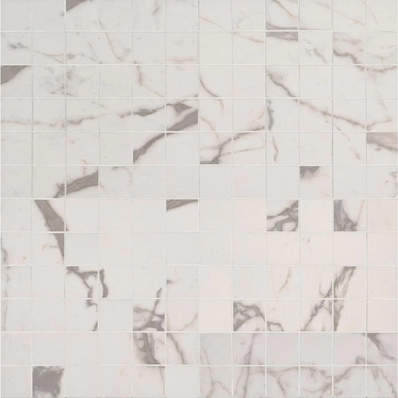 MSI White Vena Matte Ceramic Mosaic Wall and Floor Tile 2"x2"