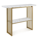 48 Inch 2-Tier Console Table with Gold Finished Frame-White by LJGDeals