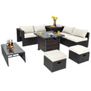 9 Pieces Patio Furniture Set with 32‚Äù Fire Pit Table and 50000 BTU Square Propane Fire Pit by LJGDeals
