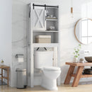3-Tier Wodden Bathroom Cabinet with Sliding Barn Door and 3-position Adjustable Shelves-White by LJGDeals