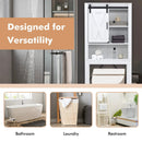 3-Tier Wodden Bathroom Cabinet with Sliding Barn Door and 3-position Adjustable Shelves-White by LJGDeals