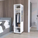 Walker Edison | White Tall Wardrobe Armoire with Mirror