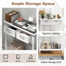 Narrow Console Table with Drawers and Open Storage Shelf