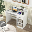 White Desk with Charging Station and Adjustable Shelf for Home Office-White by LJGDeals