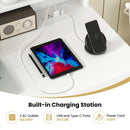 White Desk with Charging Station and Adjustable Shelf for Home Office-White by LJGDeals