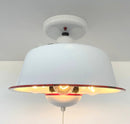 Antique FARMHOUSE WHITE ENAMEL Pan Ceiling Light by The Lamp Goods