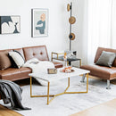 White Faux Marble Coffee Table with Gold Finished Metal Frame by LJGDeals